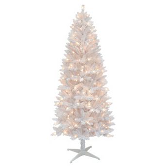 PULEO INTERNATIONAL 6-ft. Pre-Lit White Carson Artificial Pine Christmas Tree