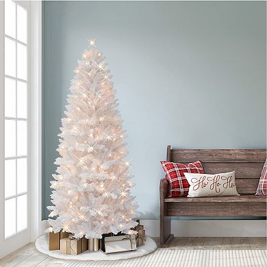 PULEO INTERNATIONAL 6-ft. Pre-Lit White Carson Artificial Pine Christmas Tree