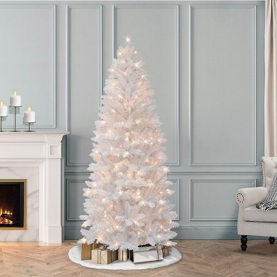 PULEO INTERNATIONAL 6-ft. Pre-Lit White Carson Artificial Pine Christmas Tree