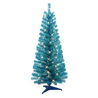 Puleo International Inc. 4.5-ft. Pre-Lit Teal Tinsel Artificial Christmas Tree