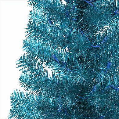 Puleo International Inc. 4.5-ft. Pre-Lit Teal Tinsel Artificial Christmas Tree