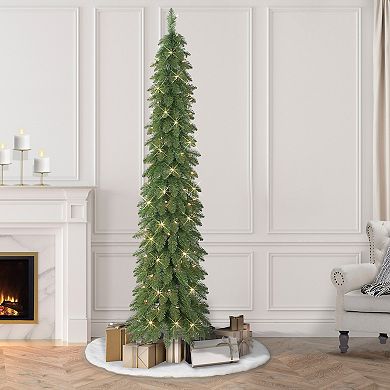 PULEO INTERNATIONAL 7-ft. Pre-Lit Alpine Artificial Pencil Christmas Tree
