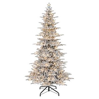 PULEO INTERNATIONAL 9-ft. Pre-Lit Slim Flocked Artificial Utah Fir Christmas Tree