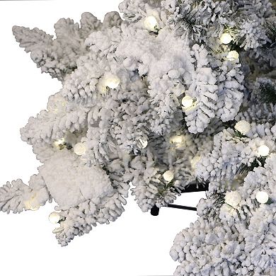 PULEO INTERNATIONAL 6.5-ft. 300-Light Flocked Whistler Pine Artificial Christmas Tree