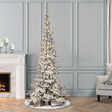 PULEO INTERNATIONAL 6.5-ft. 300-Light Flocked Whistler Pine Artificial Christmas Tree