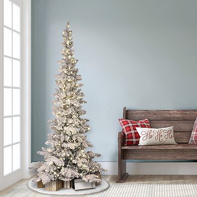 PULEO INTERNATIONAL 6.5-ft. 300-Light Flocked Whistler Pine Artificial Christmas Tree