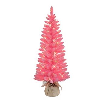 Puleo International Inc. 4-ft. Pre-Lit Pink Artificial Christmas Tree