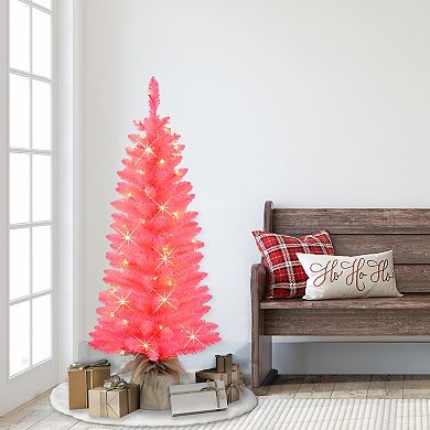 Puleo International Inc. 4-ft. Pre-Lit Pink Artificial Christmas Tree