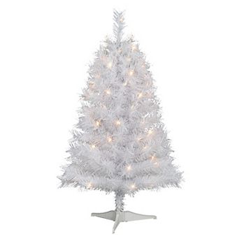 Puleo International Inc. 3-ft. Pre-Lit White Snow Ridge Artificial Fir Christmas Tree