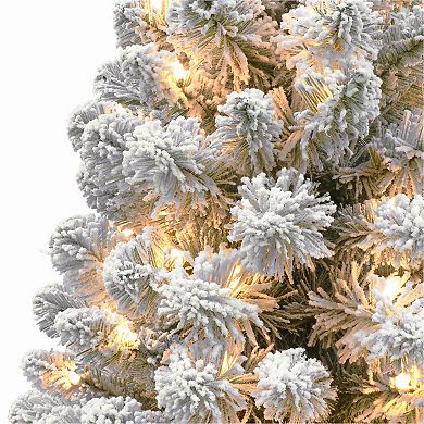 PULEO INTERNATIONAL 4 ft. Pre-Lit Flocked Virginia Pine Artificial Christmas Tree