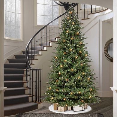 PULEO INTERNATIONAL 10-ft. Pre-Lit Balsam Artificial Fir Christmas Tree