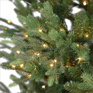 PULEO INTERNATIONAL 7.5-ft. Pre-Lit Alberta Slim Artificial Spruce Christmas Tree