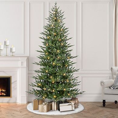 PULEO INTERNATIONAL 7.5-ft. Pre-Lit Alberta Slim Artificial Spruce Christmas Tree