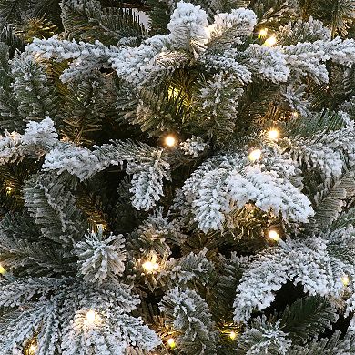 PULEO INTERNATIONAL 7.5-ft. Pre-Lit Flocked Alaskan Winter Fir ...