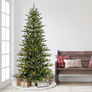 PULEO INTERNATIONAL 7.5-ft. Pre-Lit Mountain View Spruce Artificial Christmas Tree