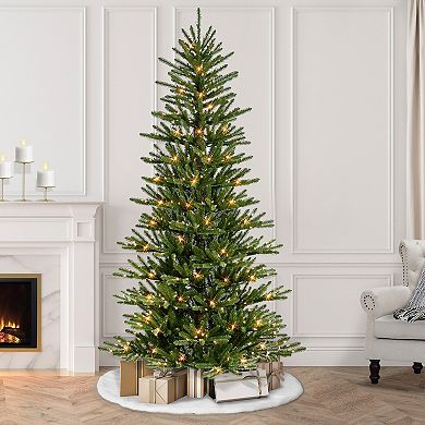PULEO INTERNATIONAL 7.5-ft. Pre-Lit Mountain View Spruce Artificial Christmas Tree