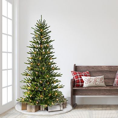 PULEO INTERNATIONAL 6.5-ft. Pre-Lit Mountain View Spruce Artificial Christmas Tree
