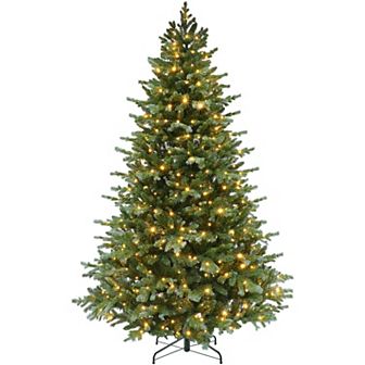 PULEO INTERNATIONAL 7.5-ft. Pre-Lit Linden Fir Artificial Christmas Tree