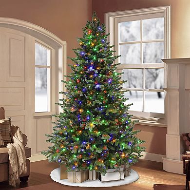 PULEO INTERNATIONAL 7.5-ft. Pre-Lit Linden Fir Artificial Christmas Tree