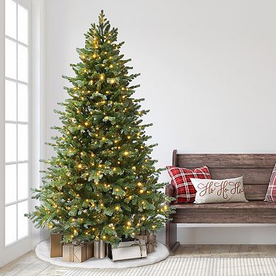PULEO INTERNATIONAL 7.5-ft. Pre-Lit Linden Fir Artificial Christmas Tree