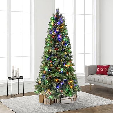 PULEO INTERNATIONAL 7.5-ft. Pre-Lit Montana Pine Artificial Christmas Tree