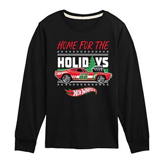 Boys 8-20 Hot Wheels Home For The Holidays Long Sleeve Graphic Tee
