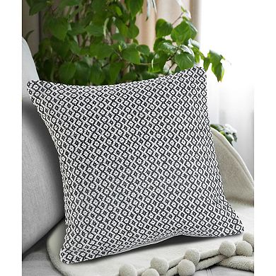 18" Black and White Bustling Geometric Square Throw Pillow