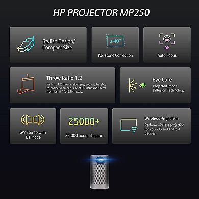 HP Mobile Portable Projector, 480p LED Projector for Home & Office