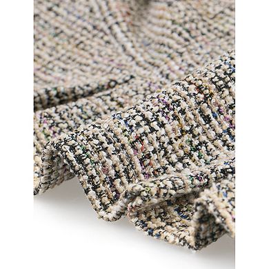 Women's Cardigan Plaid Open Front Office Shrug Long Sleeve Cropped Bolero Jacket