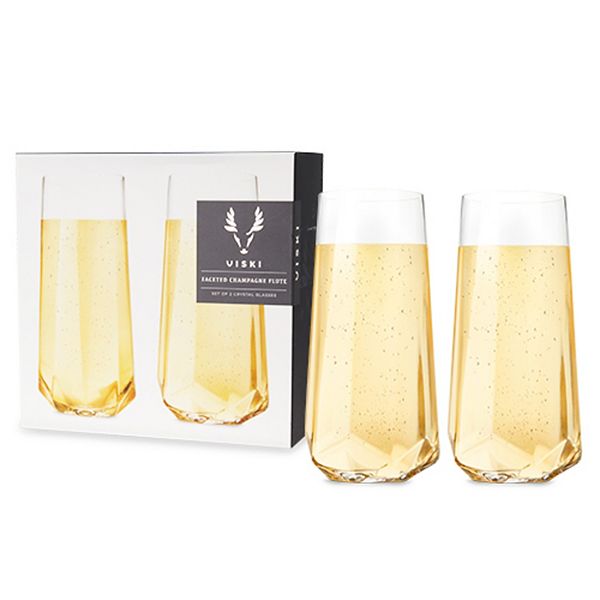 Viski Faceted Crystal Stemless Champagne Flutes