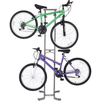 RaxGo Freestanding Bike Storage Rack, 2 Bicycle Indoor Bike Stand with Adjustable Hooks