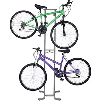 RaxGo Freestanding Bike Storage Rack, 2 Bicycle Indoor Bike Stand with Adjustable Hooks