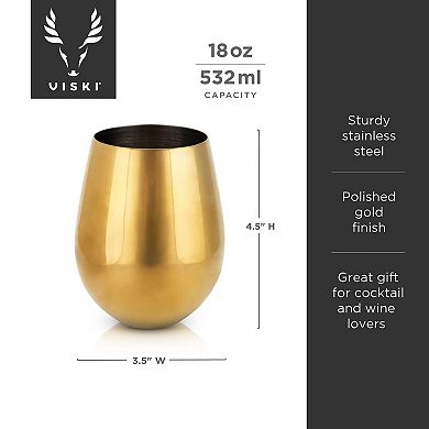 Viski Gold Stemless Wine Glasses