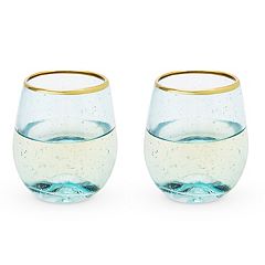 VISKI CACTUS CRYSTAL STEMLESS FLUTES FOR CHAMPAGNE & BUBBLES