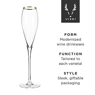 Viski Gold-Rimmed Crystal Champagne Flutes