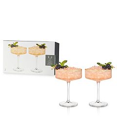 JoyJolt Set of 2 Meadow Butterfly Crystal Champagne Flutes 