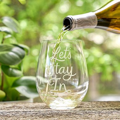 Twine Let's Stay In Stemless Wine Glass