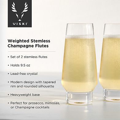 Viski Weighted Stemless Champagne Flutes