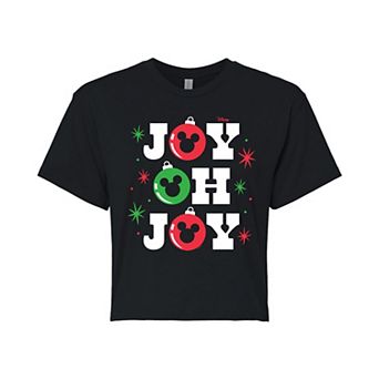 Disney's Mickey Mouse Juniors' Joy Oh Joy Cropped Tee