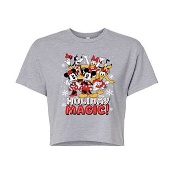 Disney's Mickey Mouse & Friends Juniors' Holiday Magic Cropped Tee
