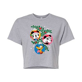 Disney's Mickey & Minnie Mouse & Pluto Junior's Ornaments Cropped Tee