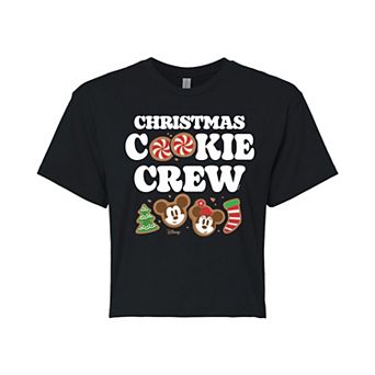 Disney's Mickey & Minnie Mouse Juniors' Christmas Cookie Crew Cropped Tee