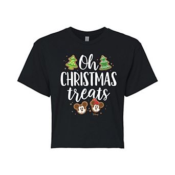 Disney's Mickey & Minnie Mouse Juniors' Oh Christmas Treats Cropped Tee