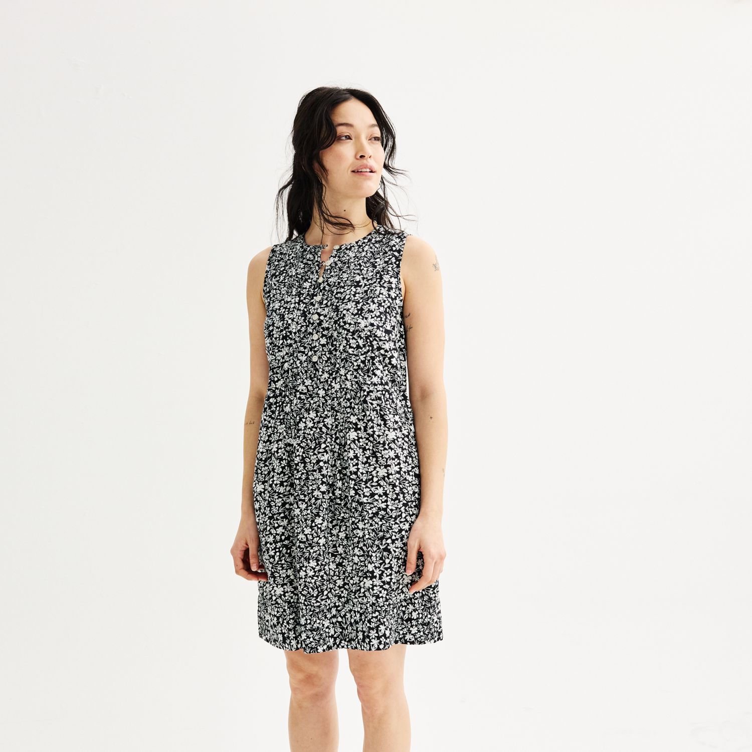 Sleeveless Pintuck Dress