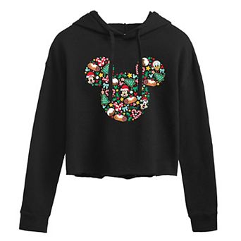 Disney's Mickey Mouse Juniors' Christmas Silhouette Cropped Hoodie