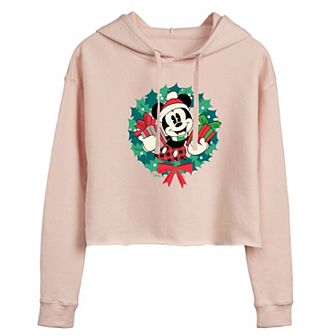 Disney's Mickey Mouse Juniors' Wreath Cropped Hoodie