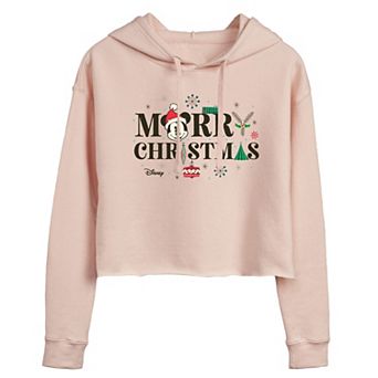 Disney's Mickey Mouse Juniors' Merry Christmas Cropped Hoodie