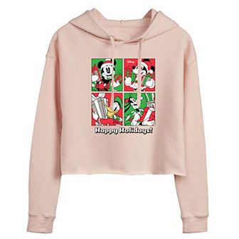Disney's Mickey Mouse & Friends Juniors' Happy Holidays Cropped Hoodie