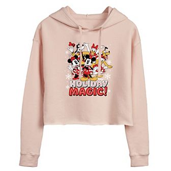 Disney's Mickey Mouse & Friends Juniors' Holiday Magic Cropped Hoodie