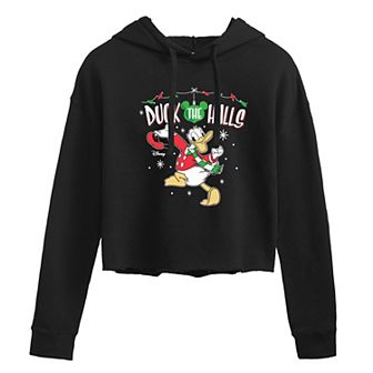 Disney's Donald Duck Juniors' Duck The Halls Cropped Hoodie